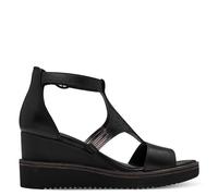 Tamaris Damen Keilsandalen, Frauen Sandalen,Wedge-Heel,hoch,Sommerschuhe,Freizeitschuhe,offene Schuhe,Strandschuhe,Keilabsatz,Black,41 EU