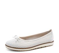 Tamaris Damen Klassische Ballerinas, Frauen Ballerinas,TOUCHit-Fußbett,bequemlichkeit,breit,daempfung,elegant,breite,nut,White Leather,41 EU