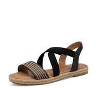 Riemchensandale TAMARIS, Damen, Gr. 36, schwarz, Leder, Textil, modisch, Schuhe, Plateau, Sandalette, Sommerschuh mit Kontrast-Details (10490407-36) schwarz