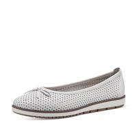 Tamaris Damen Klassische Ballerinas, Frauen Ballerinas,TOUCHit-Fußbett,bequemlichkeit,breit,daempfung,elegant,breite,nut,White Leather,41 EU