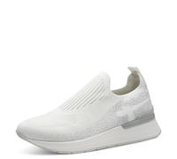 Tamaris Damen Klassische Ballerinas, Frauen Flats,Comfort Lining,TOUCHit-Fußbett,Slip-ons,klassisch elegant,Ballerinen,White/Silver,39 EU