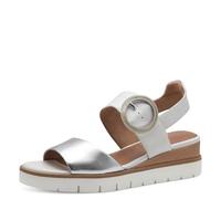 Tamaris Damen Klassische Ballerinas, Frauen Flats,Comfort Lining,TOUCHit-Fußbett,Slip-ons,klassisch elegant,Ballerinen,White/Silver,37 EU