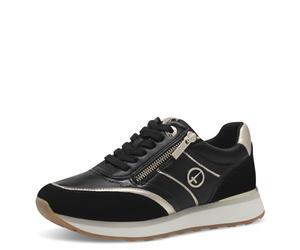 Tamaris Damen Klassische Ballerinas, Frauen Flats,Comfort Lining,TOUCHit-Fußbett,Slip-ons,klassisch elegant,Ballerinen,Black/Gold,36 EU