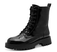 Tamaris Damen Klassische Stiefel, Frauen Stiefel,TOUCHit-Fußbett,klassisch,modern,Nieten,Schleifen,Strass-Steine,schwarz,Black PATENT,38 EU