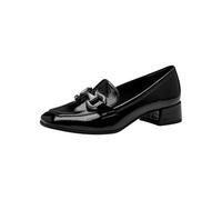 Slipper TAMARIS, Herren, Gr. 39, schwarz, Lacksynthetik, aufgeraut, glänzend, unifarben, Schuhe Slipper, Blockabsatz, Slipper, Businessschuh mit modischer Zierspange (39079731-39)
