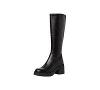 Tamaris Damen Langschaft-Stiefel mit Absatz Leder Blockabsatz; BLACK/schwarz; 38 EU