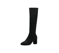 Tamaris Damen Langschaft-Stiefel mit Absatz Vegan Blockabsatz; BLACK/schwarz; 36 EU