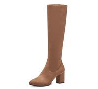 Tamaris Damen Langschaft-Stiefel mit Absatz Vegan Blockabsatz; COGNAC/braun; 38 EU
