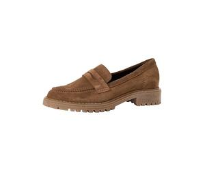 Tamaris Damen Loafer flach Leder, braun, 39 EU