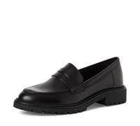 Tamaris Damen Loafer flach Leder, schwarz, 38 EU