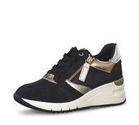 Tamaris Damen Low-Top Sneaker, Frauen Halbschuhe,Wechselfußbett,Comfort Lining,keil Sneaker,Wedge Sneaker,Women's,BLK/Rosegold C,37 EU / 4 UK