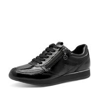 Sneaker TAMARIS, Damen, Gr. 36, schwarz, Lacklederimitat, unifarben, glänzend, sportlich, Schuhe, Freizeitschuh, Halbschuh, Schnürschuh mit Außrenreißverschluss (64984702-36) schwarz