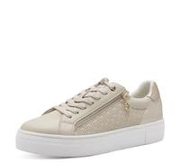 Tamaris Damen Low-Top Sneaker, Frauen Sneaker,Wechselfußbett,Comfort Lining,Pass-Form,Pflege-leicht,qualitaet,robust,stabil,Ivory/Gold,37 EU