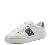 Tamaris Damen Low-Top Sneaker, Frauen Sneaker,Wechselfußbett,Comfort Lining,schnürschuhe,schnürer,Business,Freizeit,Rose,White/Denim,36 EU