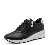 Tamaris Damen Low-Top Sneaker, Frauen Sneaker,Wechselfußbett,modisch,klassisch,modern,Nieten,Schleifen,Strass-Steine,schwarz,rot,Black,38 EU