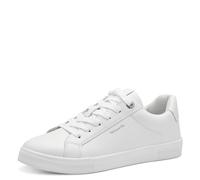 Tamaris Damen Low-Top Sneaker, Frauen Sneaker,Wechselfußbett,Nieten,Schleifen,Strass-Steine,schwarz,Rose,blau,grau,Navy,Lack,White Uni,38 EU
