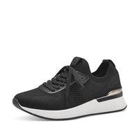 Tamaris Damen Low-Top Sneaker, Frauen Sneaker,Wechselfußbett,schnürschuhe,schnürer,Business,Freizeit,wortmann,sportlich,Black/Gold,36 EU