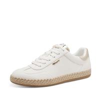 Tamaris Damen Low-Top Sneaker, Frauen Sneaker,Wechselfußbett,schnürschuhe,schnürer,Business,Freizeit,wortmann,sportlich,White/Gold,36 EU