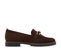 Tamaris Damen-Slipper Nubukleder Braun (Mokka) mit Zierkette & Kontrastdetails Größe 37
