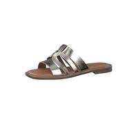 Tamaris Damen Mules Pantoletten Leder Blockabsatz Sommer; LIGHT GOLD/metallic; 36 EU