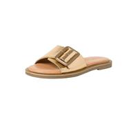 Tamaris Damen Mules Pantoletten Leder Blockabsatz Sommer; LIGHT GOLD/metallic; 41 EU