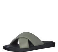 Tamaris Damen Mules Pantoletten Leder Keilabsatz Sommer; SAGE/BLACK/grün; 38 EU