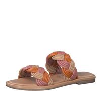 Tamaris Damen Mules Pantoletten Leder Sommer; NAVY COMBINED/beige; 38 EU