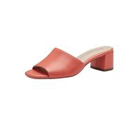 Tamaris Damen Mules Pantoletten mit Absatz Leder Blockabsatz Sommer; ORANGE/orange; 38 EU