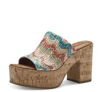 Tamaris Damen Mules Pantoletten mit Absatz Textil Banana-Absatz; BEIGE COMB/beige; 40 EU