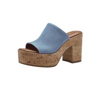 Tamaris Damen Mules Pantoletten mit Absatz Textil Banana-Absatz; DENIM/blau; 39 EU