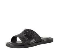 Pantolette TAMARIS, Herren, Gr. 39, schwarz, Ziegenleder, Glitzer, unifarben, Schuhe Pantolette, Sommerschuh, Schlupfschuh, Flats mit Schmucksteine (67839650-39) schwarz