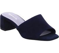Tamaris Damen Pantolette mit Blockabsatz Leder, blau, 39 EU