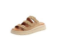 Tamaris Damen Pantolette mit Keilabsatz Leder, beige, 41 EU