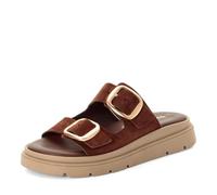 Tamaris Damen-Pantolette MOCCA – Leder, braun, mit Keilabsatz, Gr. 38