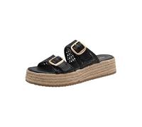 Pantolette TAMARIS, Damen, Gr. 41, schwarz, Bast, Lederimitat, unifarben, Schuhe Pantolette, Plateau, Sommerschuh, Schlüpfschuh mit sommerlicher Lochung (43552304-41) schwarz