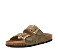 Pantolette TAMARIS, Damen, Gr. 37, oilv, Leder, unifarben, Schuhe Pantolette, Hausschuh, Schlappen mit zwei verstellbaren Schnallen (96394953-37) oilv