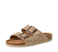 Pantolette TAMARIS, Damen, Gr. 36, taupe, Leder, unifarben, Schuhe Pantolette, Hausschuh, Schlappen mit zwei verstellbaren Schnallen (69800638-36) taupe
