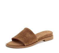 Pantolette TAMARIS, Herren, Gr. 37, braun, Leder, aufgeraut, unifarben, Basic, Schuhe Pantolette, Sommerschuh, Schlüpfschuh, Flat mit breiter Bandage (12168410-37) braun