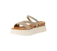 Tamaris Damen Plateau Mules Textil Keilabsatz Sommer; LIGHT GOLD/metallic; 38 EU