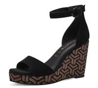Tamaris Leder-Keilsandaletten in Schwarz - 48% | Größe 37 | Damen Sandalen
