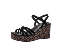 Tamaris Damen Plateau Sandalen Leder Keilabsatz Sommer; BLACK/schwarz; 38 EU