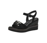 Tamaris Damen Plateau Sandalen Leder Keilabsatz Sommer; BLACK/schwarz; 39 EU