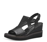 Tamaris Damen Plateau Sandalen Leder Keilabsatz Sommer; BLACK/schwarz; 41 EU