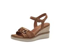 Tamaris Damen Plateau Sandalen Leder Keilabsatz Sommer; CAMEL/braun; 39 EU