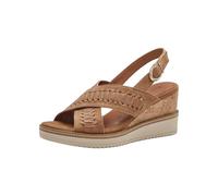 Tamaris Damen Plateau Sandalen Leder Keilabsatz Sommer; CAMEL/braun; 41 EU