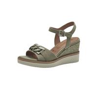 Tamaris Damen Plateau Sandalen Leder Keilabsatz Sommer; SAGE/grün; 37 EU