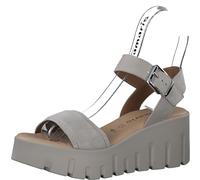 Tamaris Damen Plateau Sandalen Leder Keilabsatz Sommer; TAUPE SUEDE/braun; 39 EU