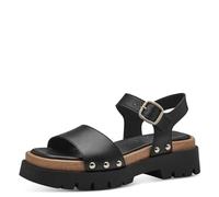 Tamaris Damen Plateau Sandalen Leder Sommer; BLACK LEATHER/schwarz; 37 EU