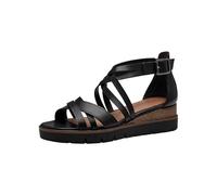 Tamaris Damen Plateau Sandalen Leder Sommer; BLACK/schwarz; 38 EU