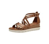 Tamaris Damen Plateau-Sandalen Leder Cognac/Braun Größe 39
